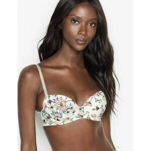 NWT Victoria's Secret DREAM ANGELS Lined Demi Bra Embroidery White 32B